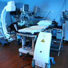 Image of brachytherapy suite with afterloader and C-Arm