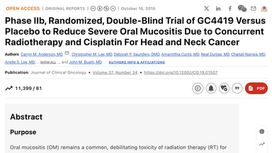 Screenshot Phase II Oral Mucositis article heading