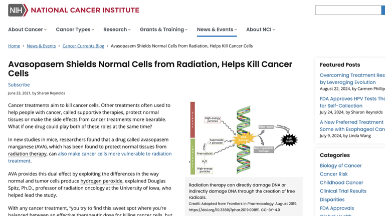 Screenshot of Avasopasem manganese article