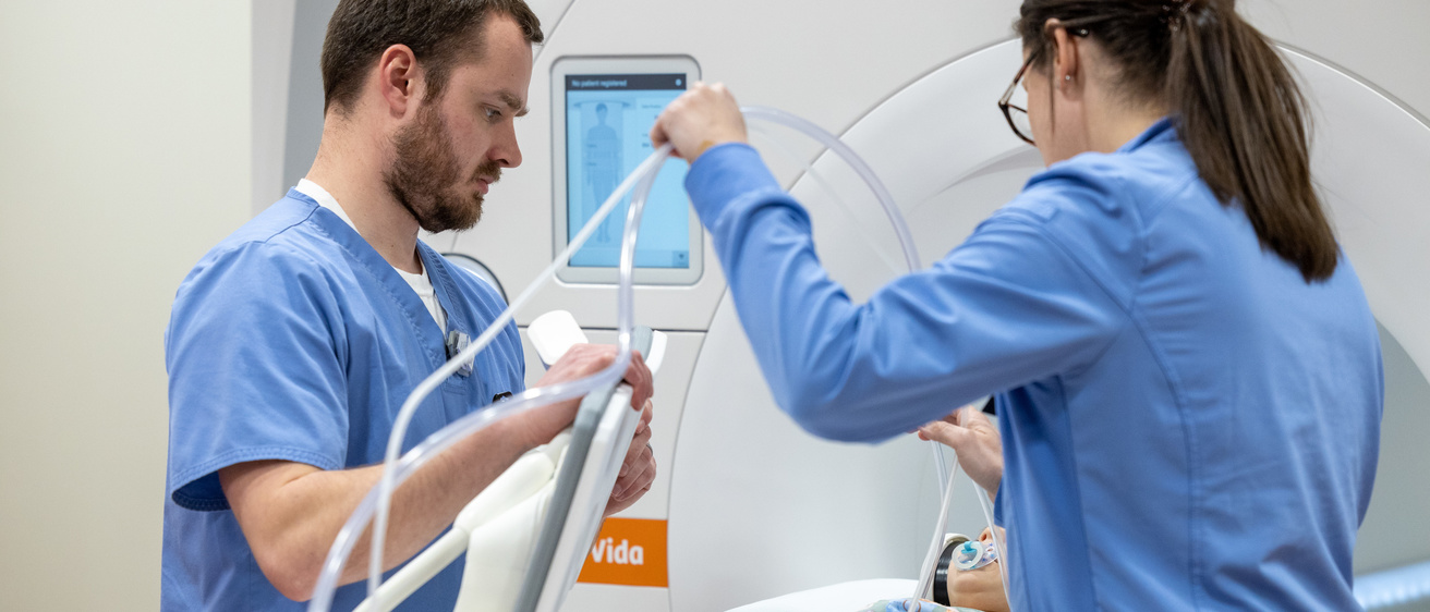 Pediatric patient being scanned on 3T MRI