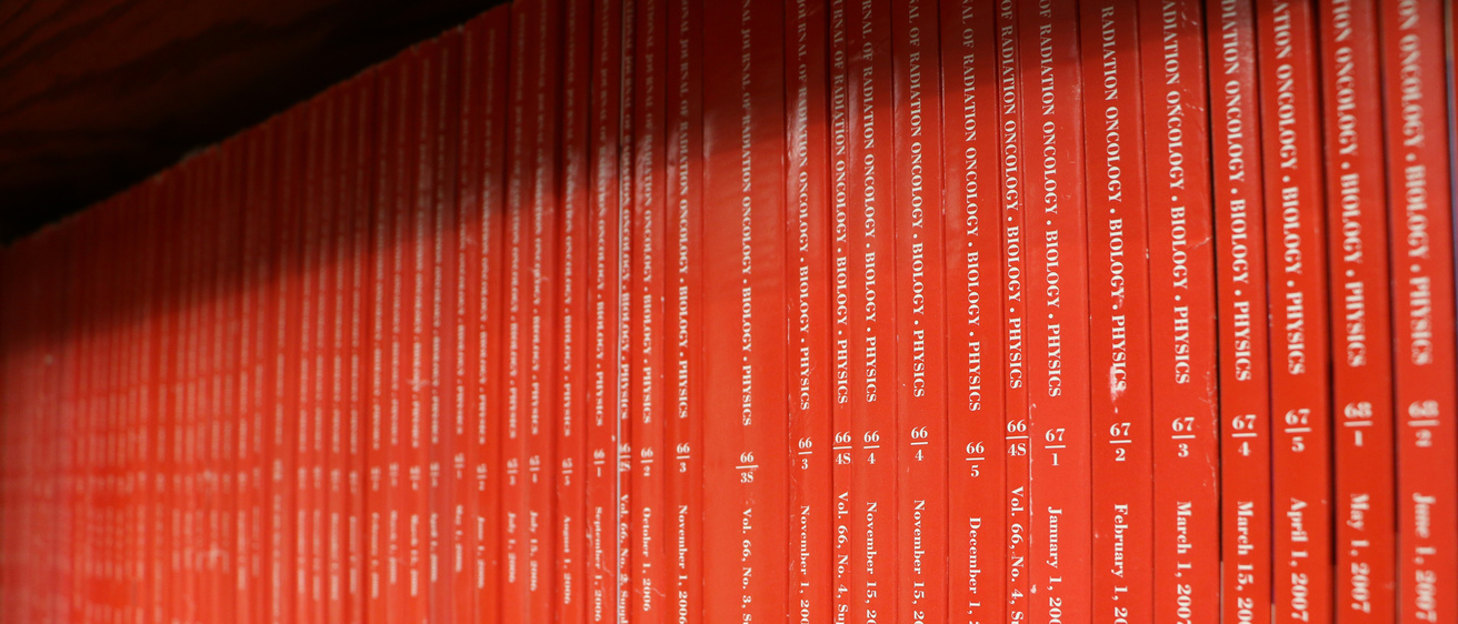 Photograph of journals in a library