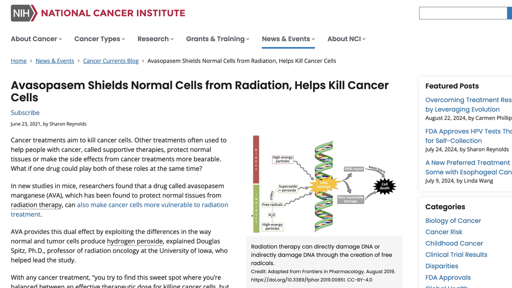 Screenshot of Avasopasem manganese article