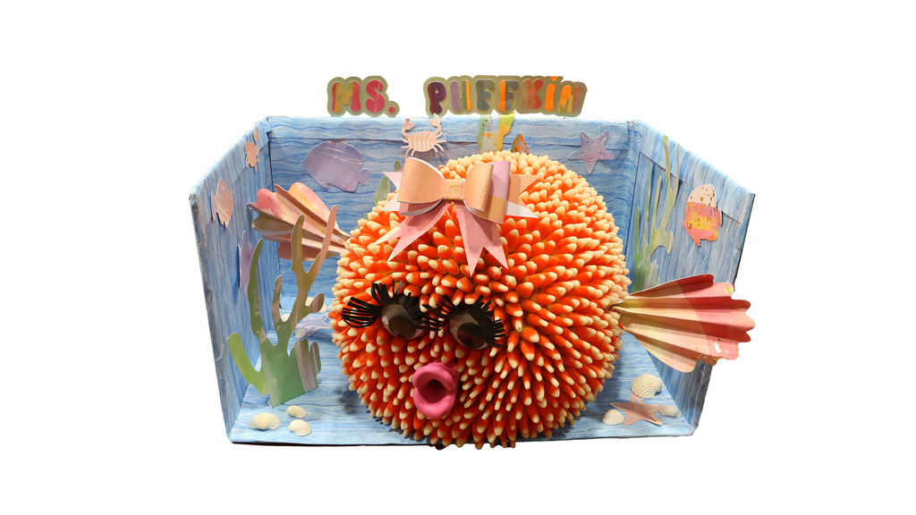 The Puffkins carved pumpkin