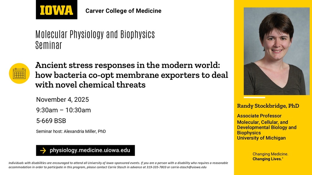 Molecular Physiology and Biophysics Seminar, Randy Stockbridge, PhD promotional image